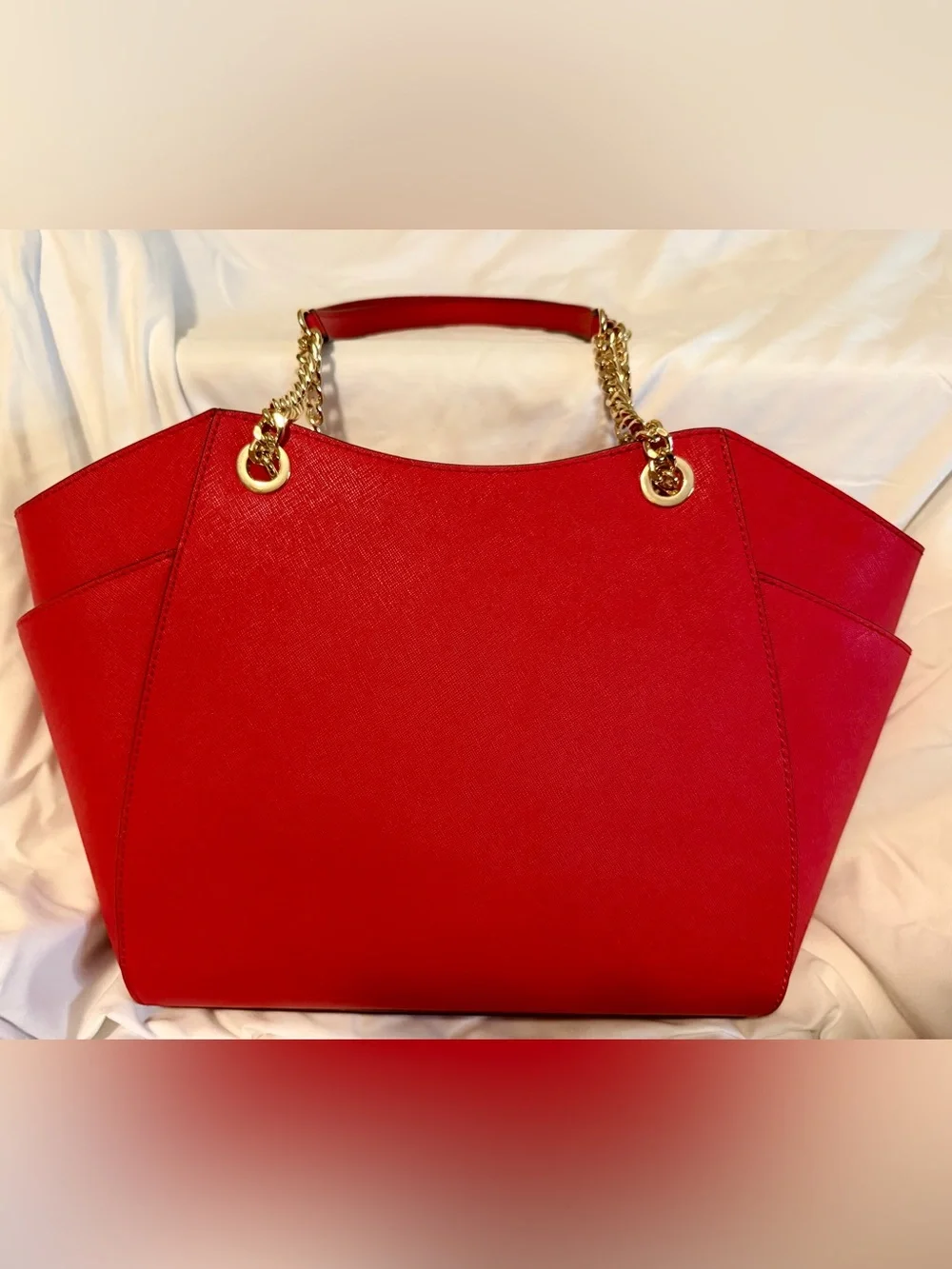 Michael Kors Red Saffiano Tote with Matching MK Wrist Wallet